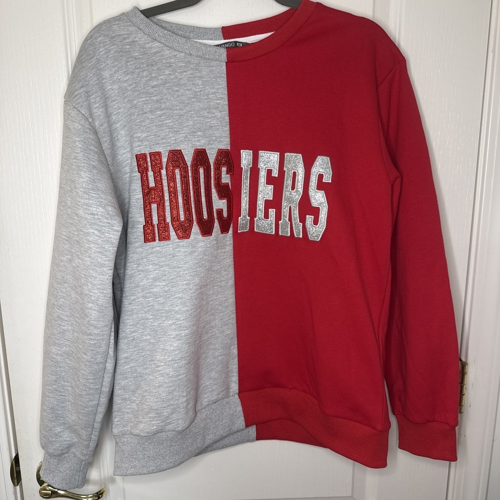 Indiana Hoosiers "HOOSIERS" Color Block Glitter Sweatshirt | Women's Medium |